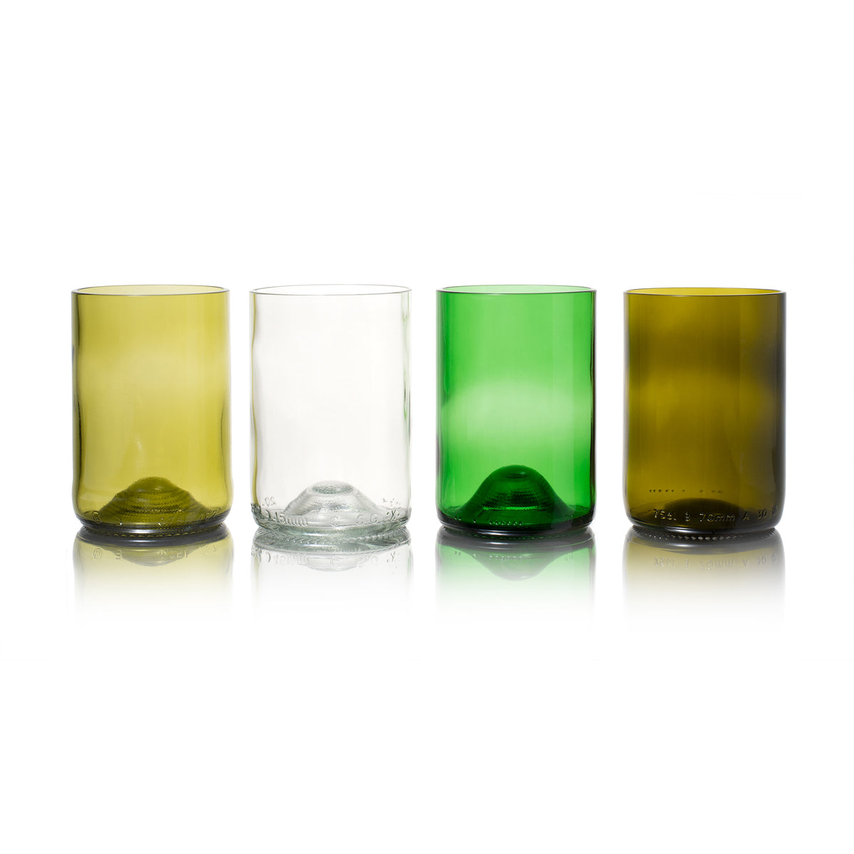 Recycled Wine Bottle Tumblers Green Set of 4 #5204