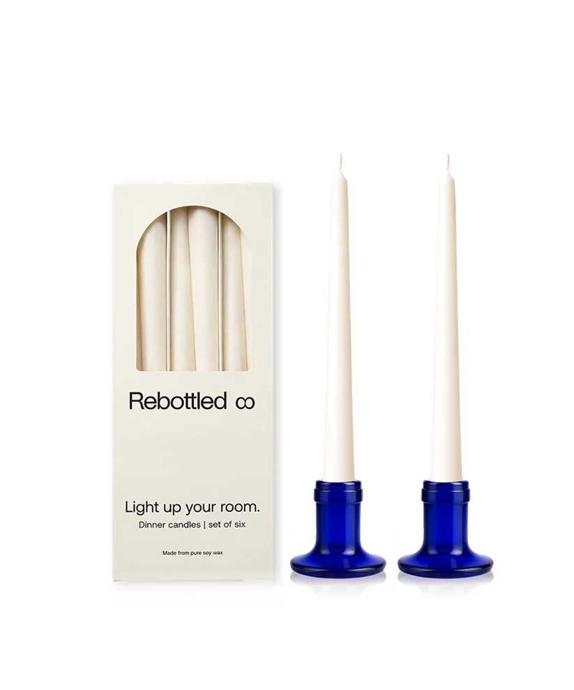 2 Candleholders & Bottle candles 6-pack
