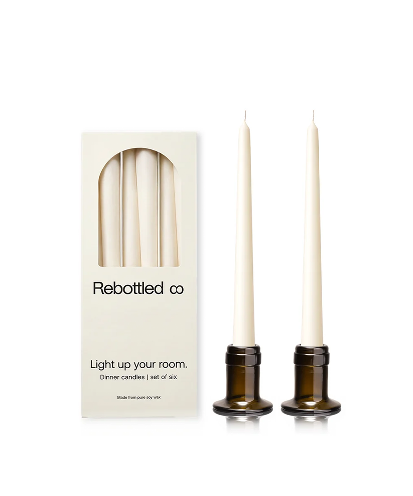 2 Candleholders & Bottle candles 6-pack
