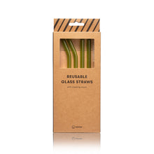 Afbeelding in Gallery-weergave laden, Reusable green glass straw set
