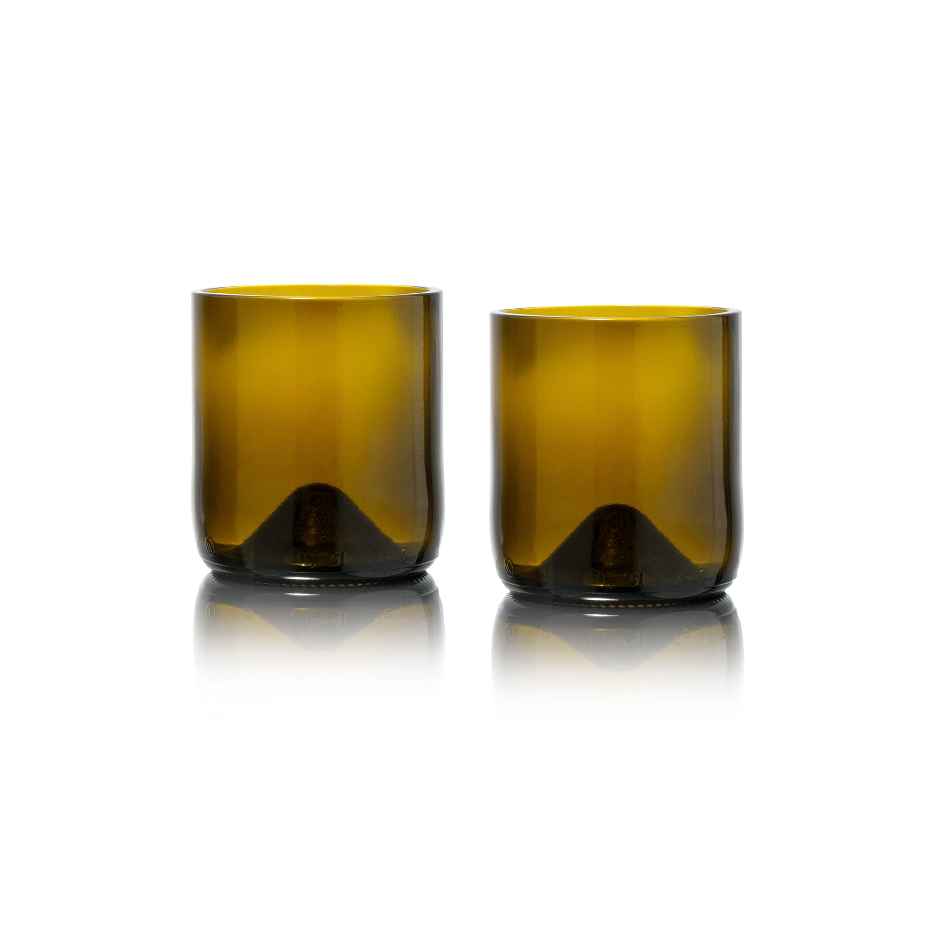 Rebottled 2-pack olive short drink glass 